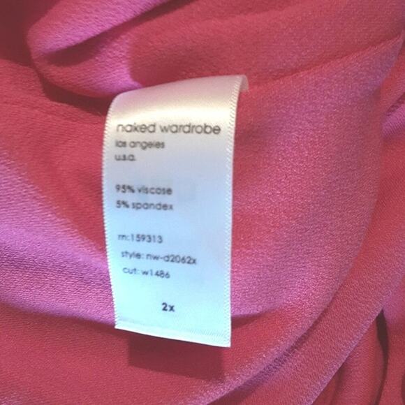 Naked Wardrobe NEW Pink One Shoulder Cutout Pencil Bodycon Stretch Mini Dress 2X - Picture 8 of 10